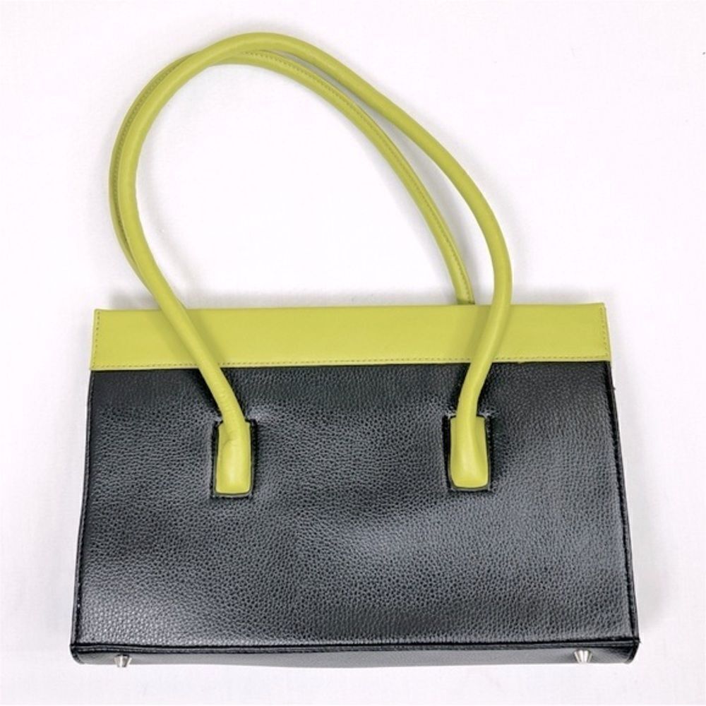Tolblanc Womens Shoulder Bag Leather Magnetic Closure Zipper Pockets Black Green